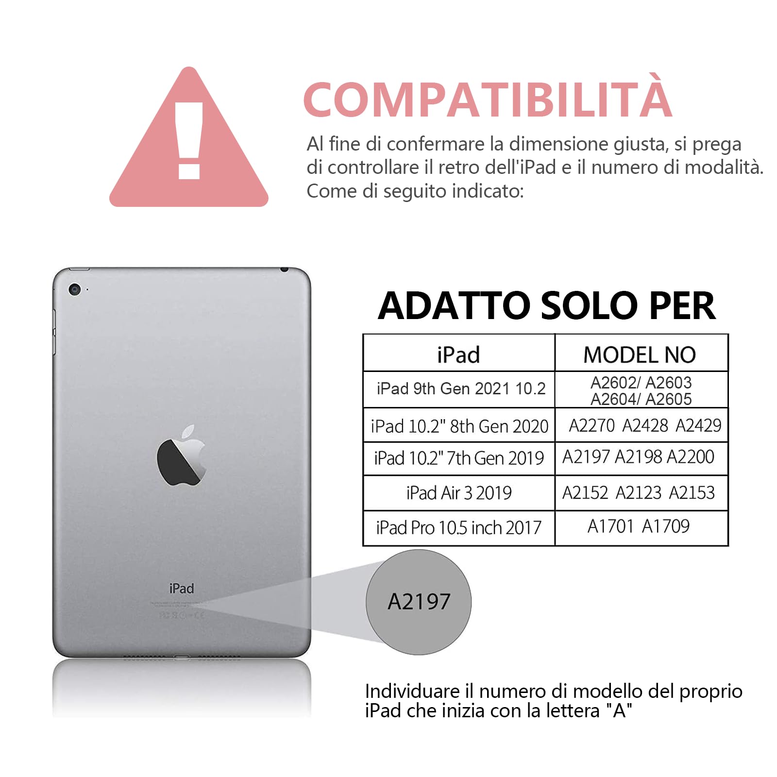 HOTLIFE Custodia Tastiera per iPad 10.2 7a Generazione 2019/8a Gen 2020/9a Gen 2021/iPad Pro 10.5/iPad Air 3, Magnetica Cover con Staccabile Bluetooth Wireless Layout Italiana Tastiera(Rosa)