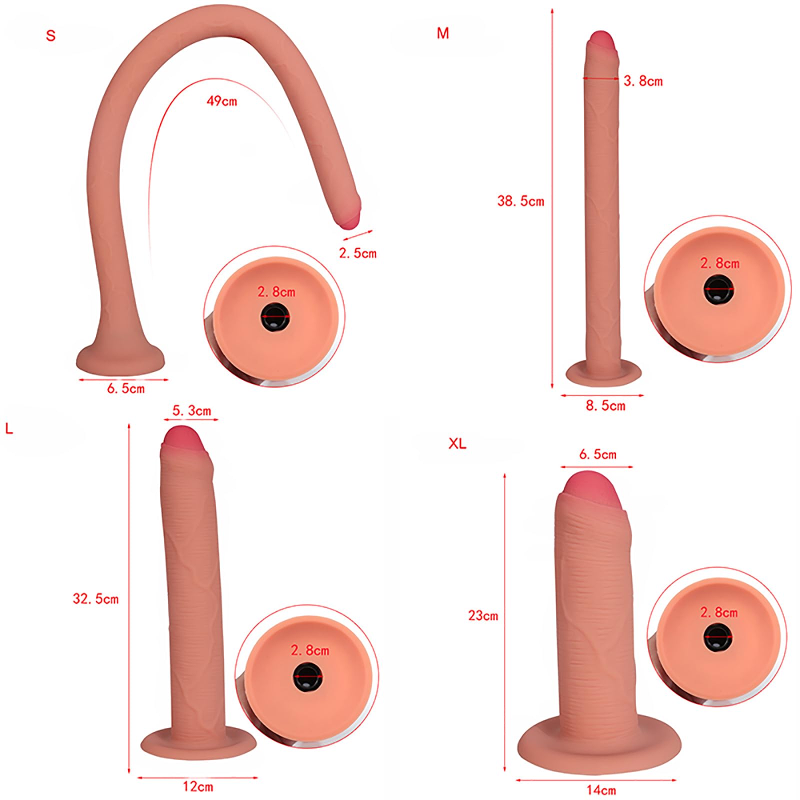 Extra Lang Realistischer Analdildo Silikon Analdusche Vaginaldusche Einlauf Analdusche Mit Saugnapf Einlaufschlauch Analreinigung Einlaufdusche Privatreinigung FüR MäNner Und Frauen (XL)