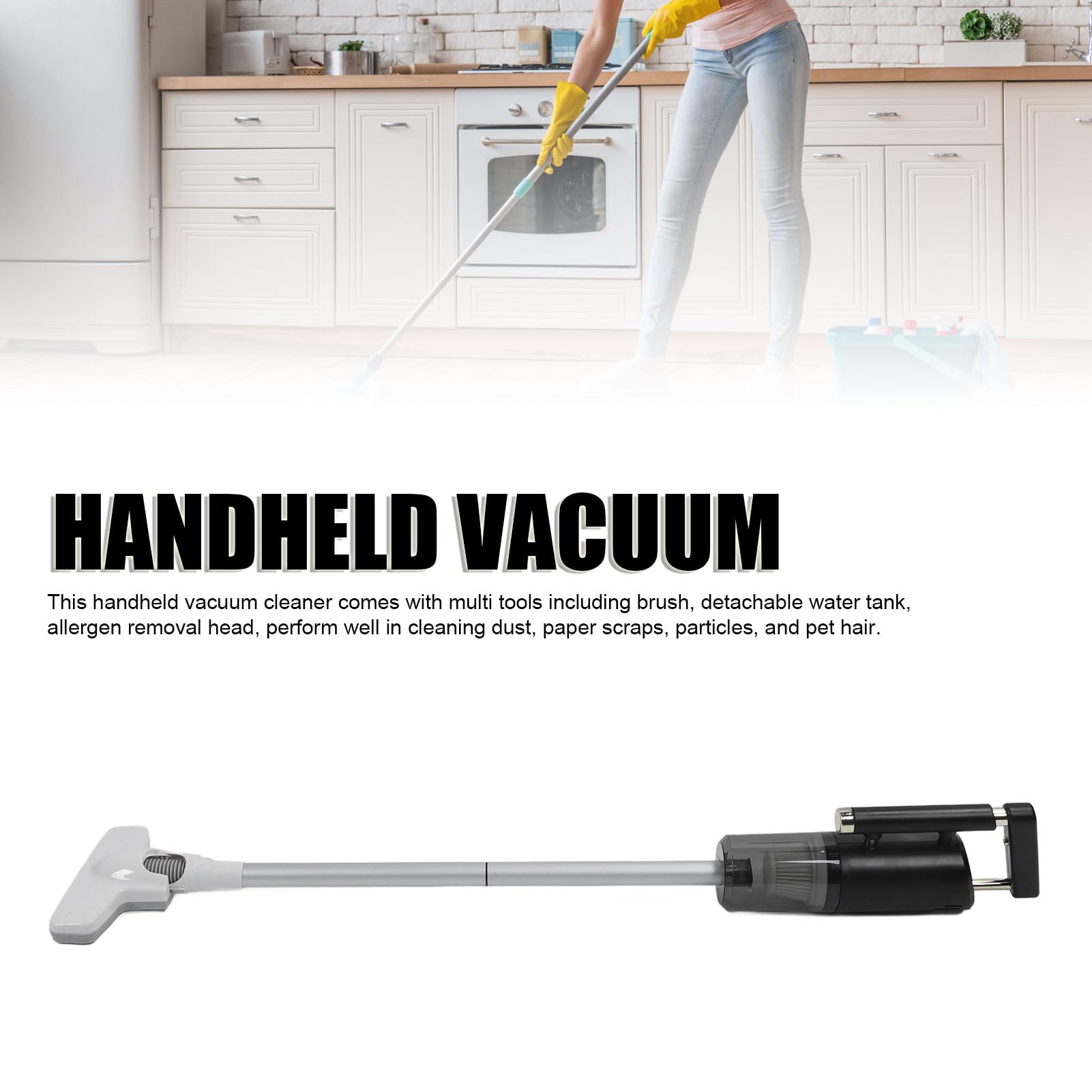 Akozon Aspiradora de Mano Inalámbrica 60W 7.4V Vacú de Mano Húmeda y Seca Portátil para el Hogar y el Automóvil (Black)