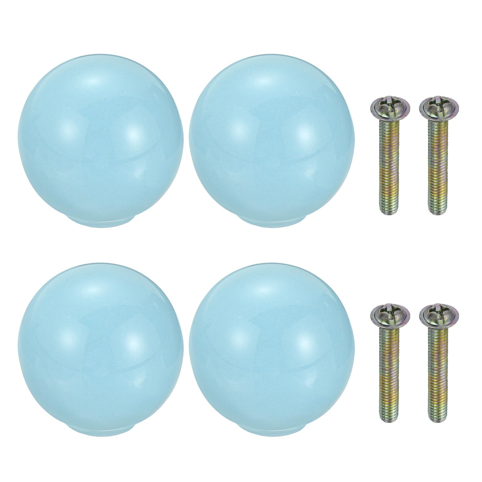 Boutons de porte ronds en céramique bleu clair 33 mm pour placard et cuisine x4
