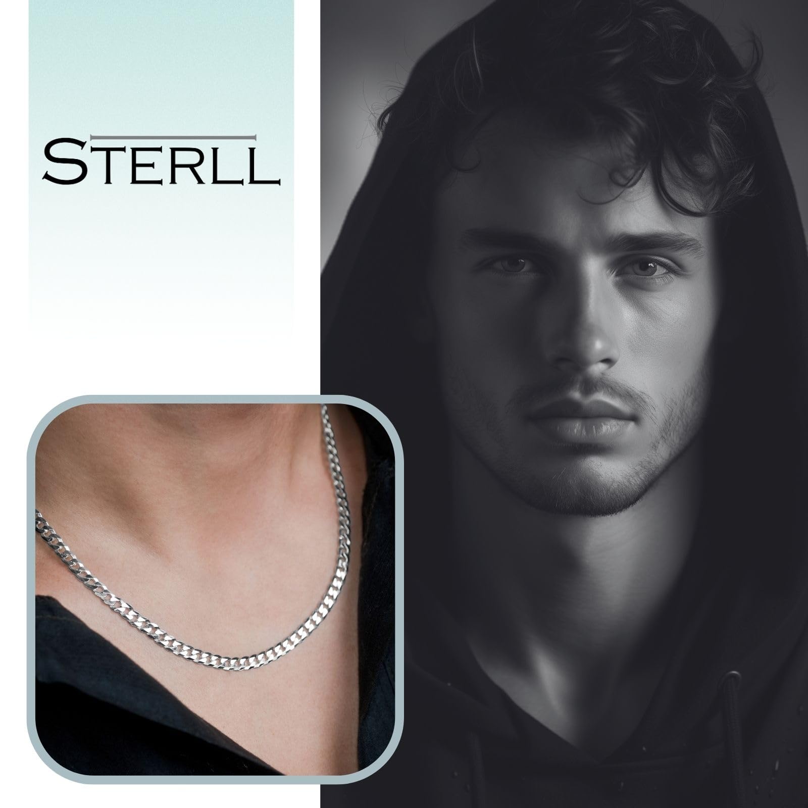 Herren Silberkette Silber 925 Ohne Anhänger Eco-Verpackung Geschenk für Freund