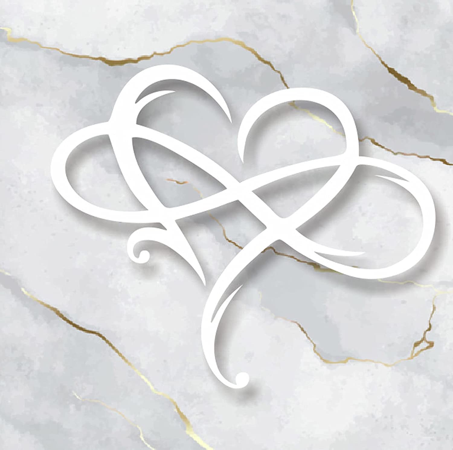 Kikioo Infinity Heart Wall Decor, Eternal Love Decorative Wall Hanging Ornaments, Metal Wall Art Sculptures Home Ornament, Love Wall Sign for Home Wedding Decoration, White, 15.75*13.78In
