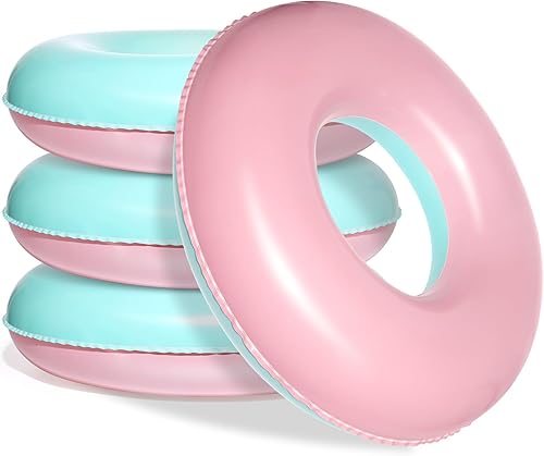 Miniatura 7 de ShinyRelief 4 unidades de flotadores inflables para piscina para adultos, tubos interiores pastel, macarrones, anillos de piscina, flotadores para