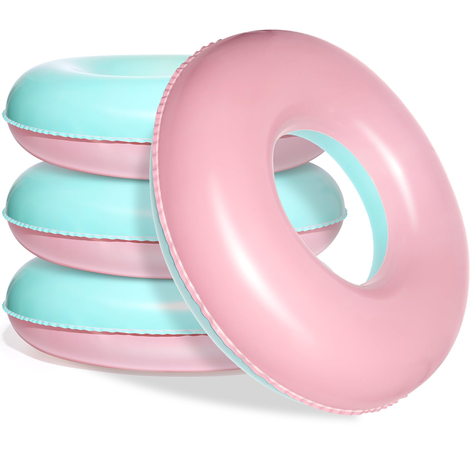 ShinyRelief 4 Pcs Inflatable Pool Floats for Adults Pastel Inner Tubes Macaron Pool Rings Floaties for Birthday Beach Swimming Shower Bachelorette