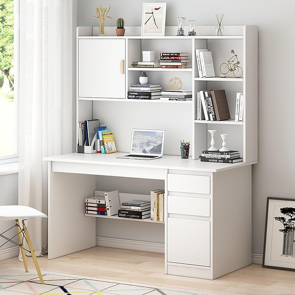 Nowoczesne biurko z półką do przechowywania, stacja robocza z szafką, biurko na laptopa (120 x 45 x 163 cm) – stylowe i funkcjonalne meble do biura domowego