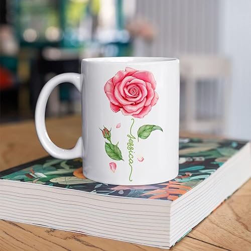 Miniatura 56 de CUBICER Tazas de café personalizadas, diseño de flor de peonía, tazas de cerámica blanca, taza de viaje grande, vaso para beber, regalos de Navidad