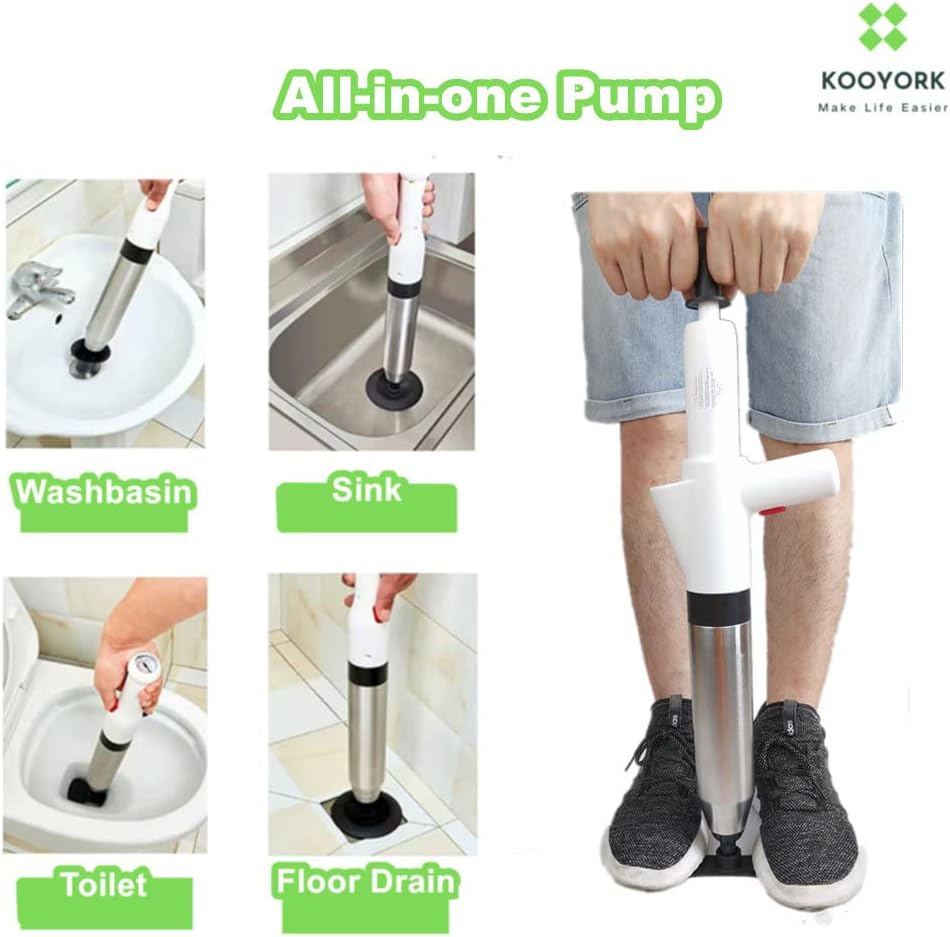 Buy KOOYORK Powerful Toilet Plunger, Heavy Duty Unclogger Stainless