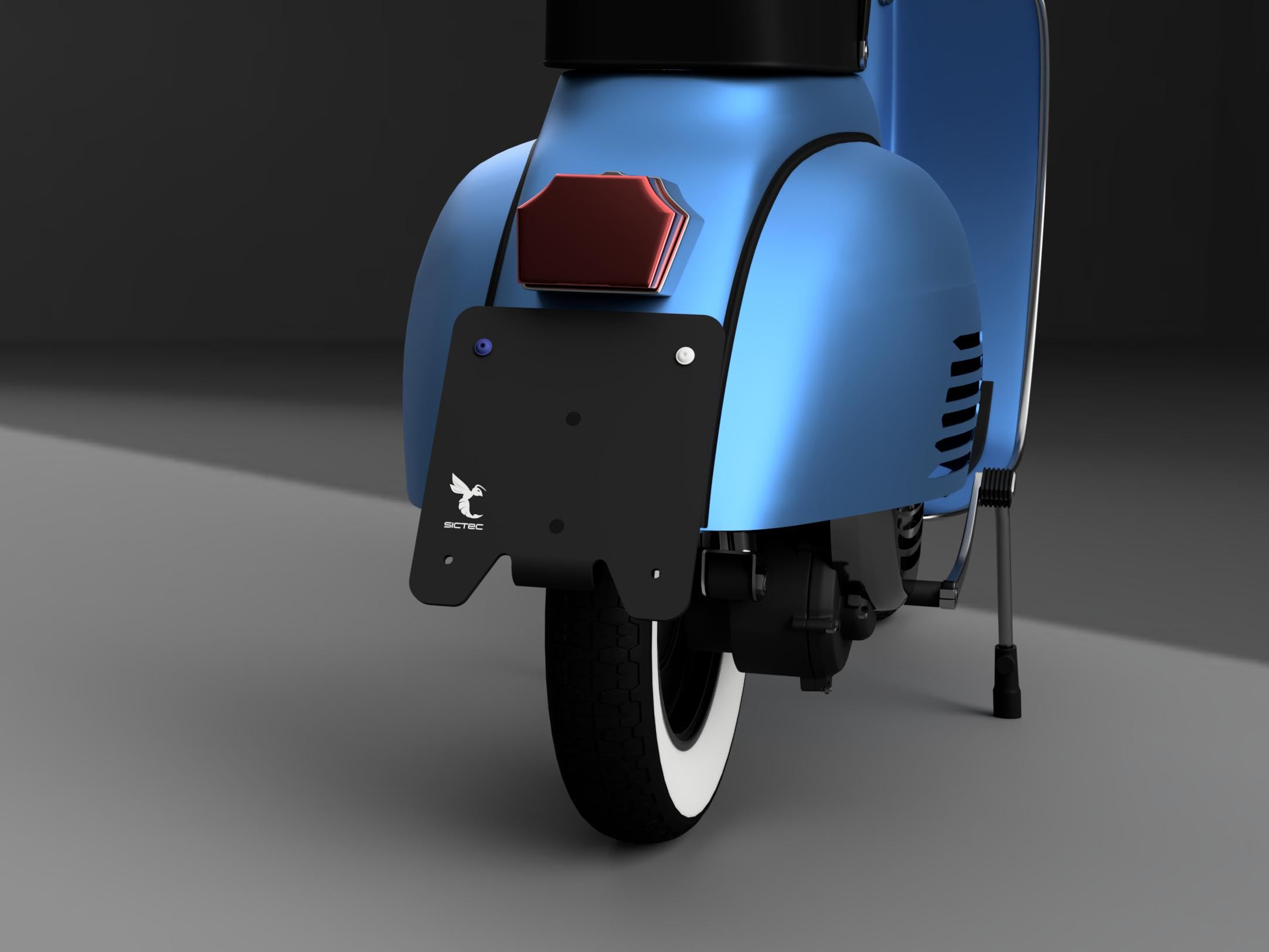 Kennzeichenhalter für Vespa 50 Smallframe (125ccm-Zulassung) – EasyFixx | Edles Design, einfache Montage, für amtliche Kennzeichen (180x200mm)