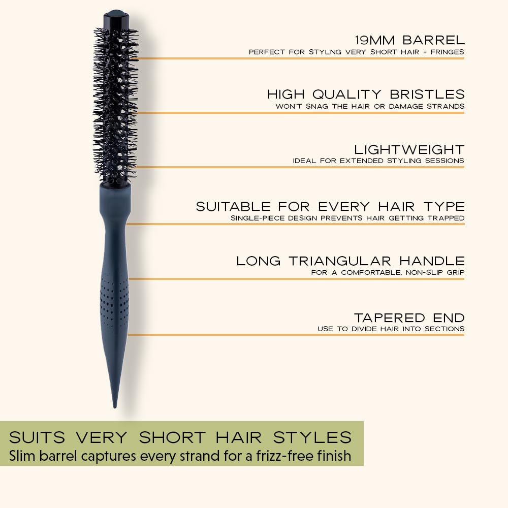 mdlondon BRUSH Radial 5 (19mm Dia. Barrel) Small Round Hair Brush to Lift & Define. Round Hairbrush for Blow Drying Very Short Hair. Blow Dry Brush - Image 4