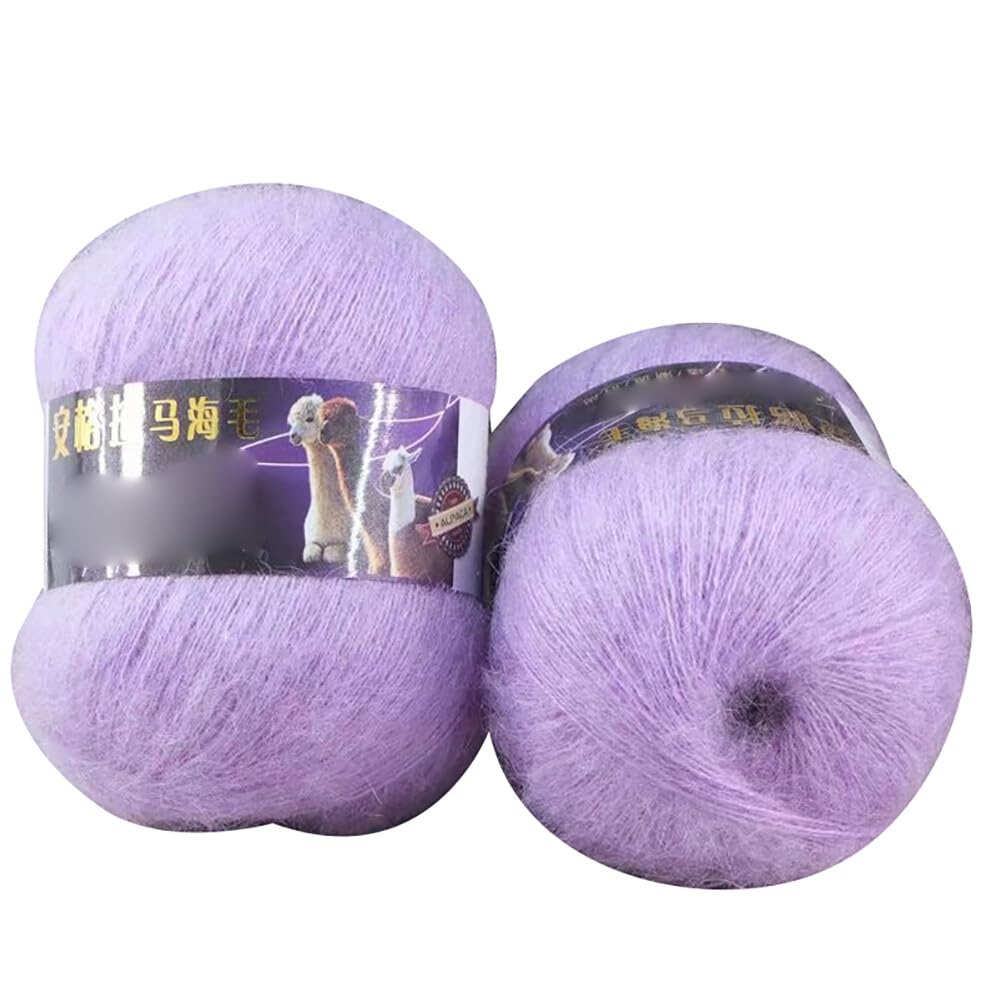 Uposao 42g/1.48oz Multi Color Angora Long Wool Yarn Soft Mohair Pashm Knitting Thread Lightweight Hand Knitwear Yarn, Hand Washable Knitting Thread for DIY Scarf Crochet Thread Supplies, 2 Roll