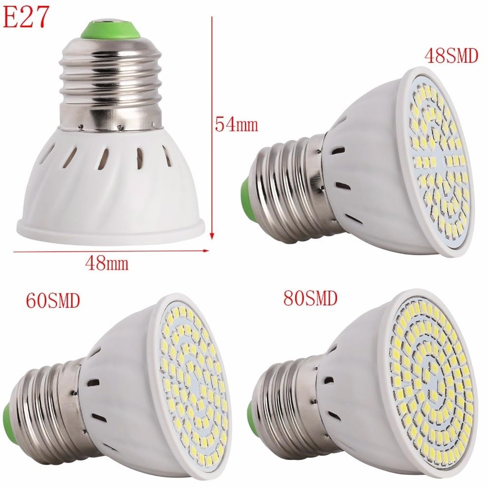 HHF Iluminación del hogar, Paquete de 25, lámpara de foco LED AC220V E27 SMD2835 36LED/54LED/72LED lámparas de foco de bombilla LED(Warm White,E27 4W 36Leds)