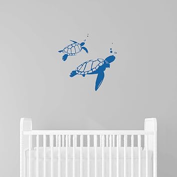 Walllums Swimming Turtles Vinyl Wall Decal - 24"x21" - Blue
