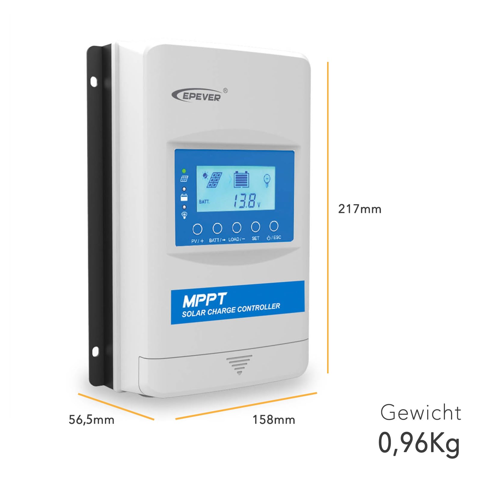 EPEVER® MPPT XTRA-N G3 – XTRA 2210N Regolatore di Carica Solare, 20A, 12/24VDC auto work, PV 100V, XDS2 Display