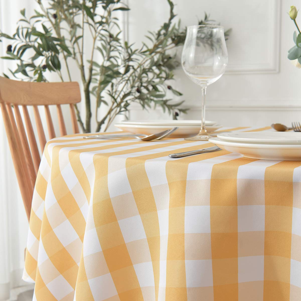 Mantel Antimanchas Rectangular Jacquard 140x180cm, Tacto Tela Caida Natural Algodon Combinado Diseno A Cuadros Grandes Frame Color Gris Claro 91569291