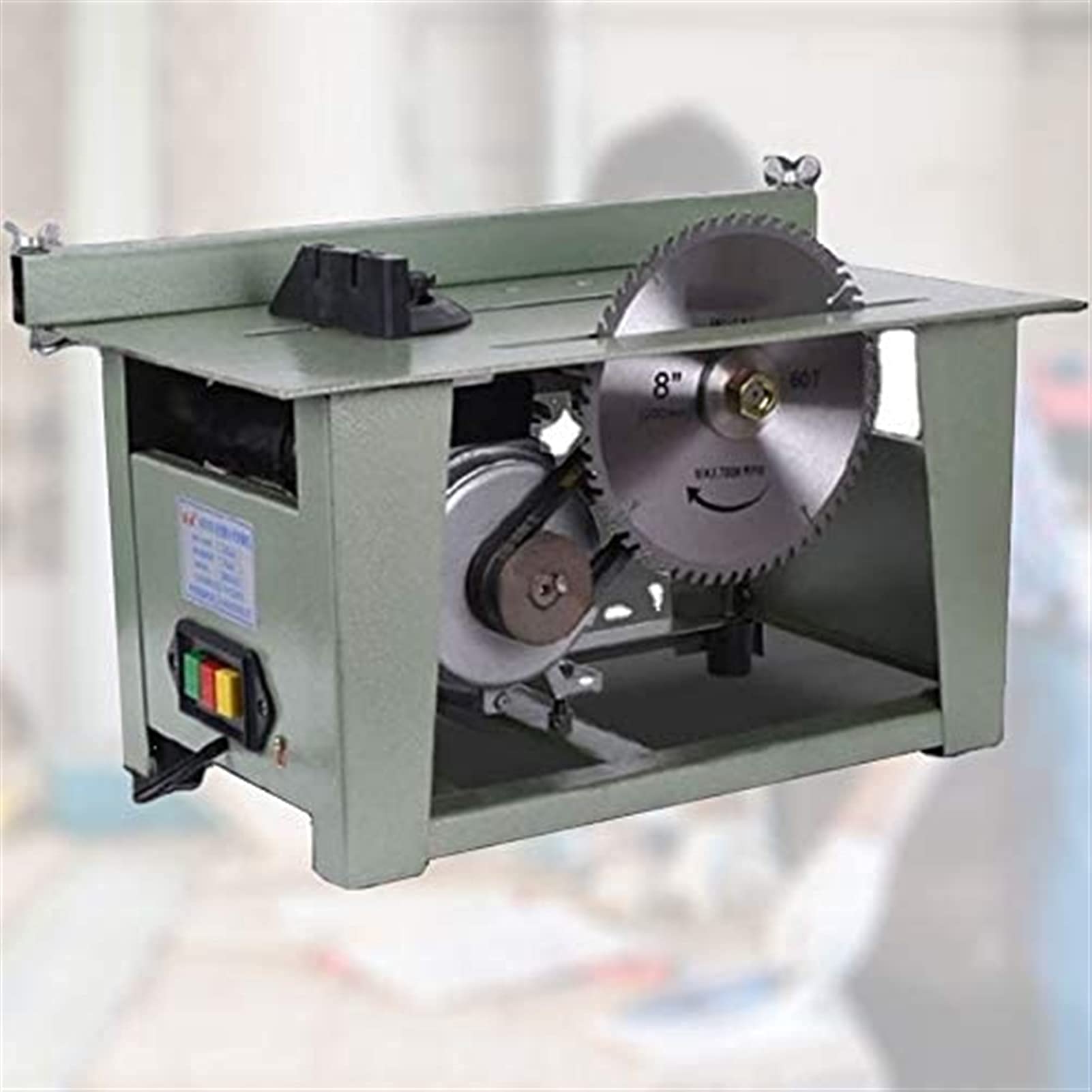 Pilarka stołowa, profesjonalna piła stołowa do obróbki drewna, silnik miedziany o mocy 1200 W, napęd pasowy, głębokość cięcia 80 mm, piła i wiertarka dwufunkcyjna