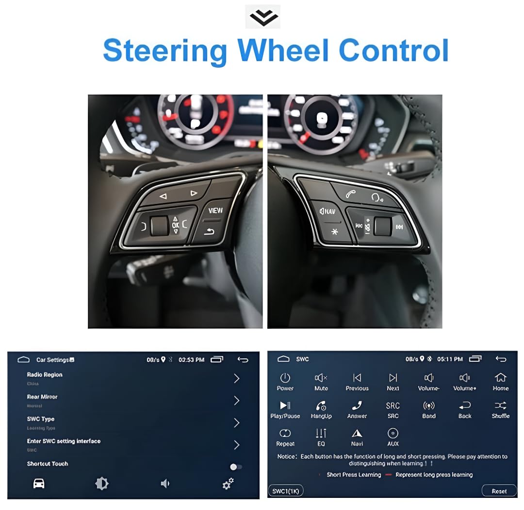 Car radio Android 14 - Toyotta RAV4 2013-2019, Apple CarPlay and Android Auto, touch tactile 10.1 channels, multimedia system HD without film | Wi-Fi, DAB+ (T9 (8 GB/256 GB) 8 cœurs 5G QLED)