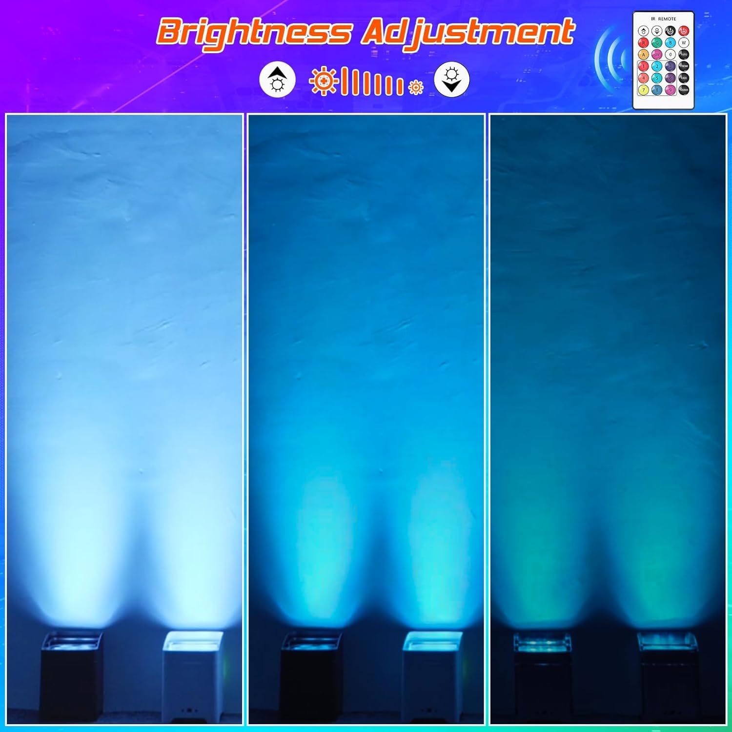 U`King 4er 108W RGBWA+UV Akku LED Par Scheinwerfer Wiederaufladbarer mit Tasche und Fernbedienung, APP/DMX partylicht Bühnenlicht für DJ disco Bar KTV Hochzeit