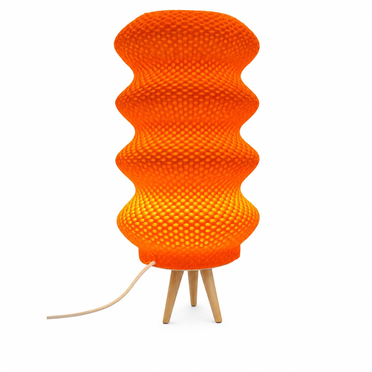 Escultura Decorativa Naranja Diseño Ondulado Textura Geométrica
