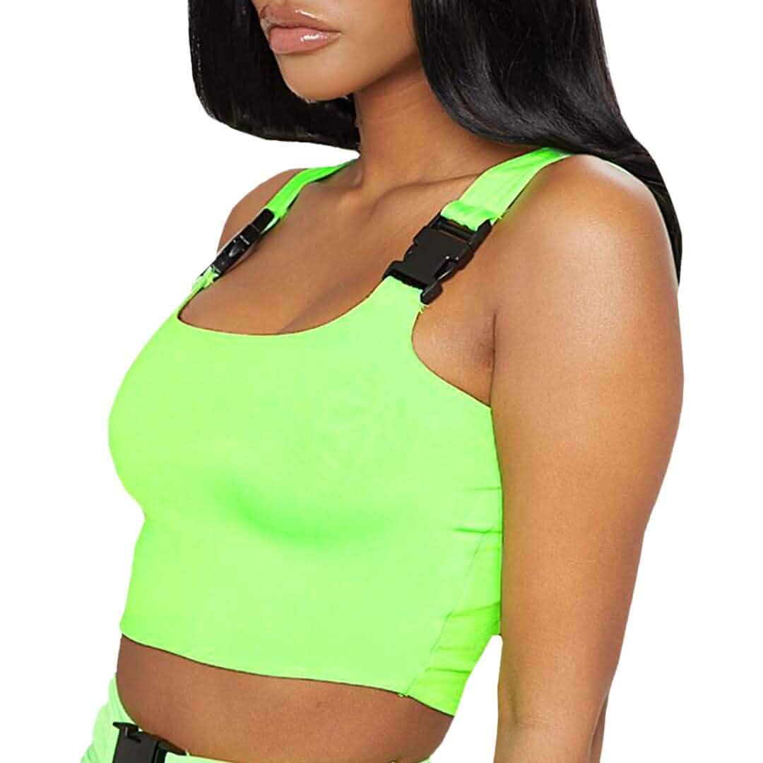 Womens Crop Tops Tank Metallic Reflective Holographic Tank Top for Rave Festival Club skinny_fit