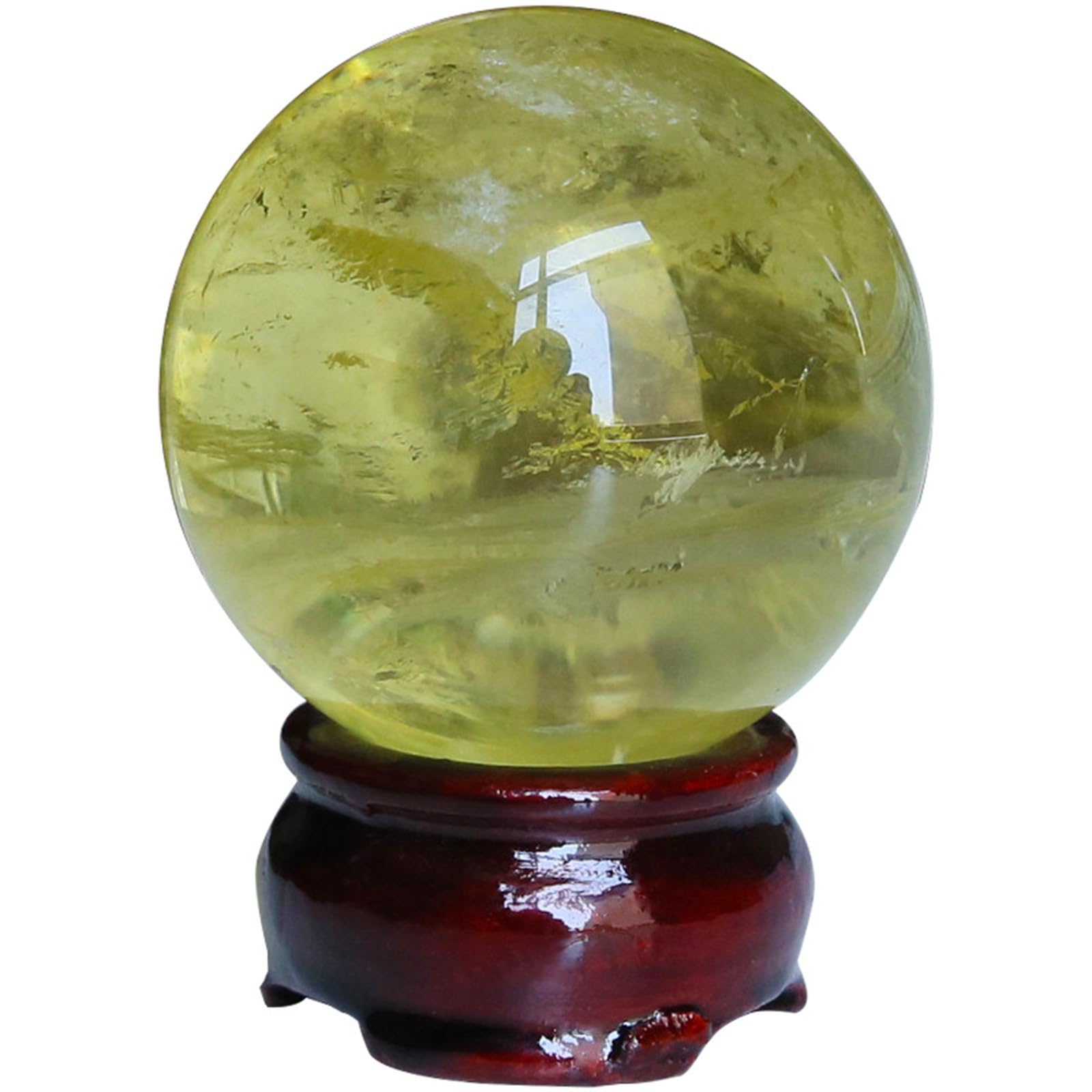 CYVXCPPGI Citrine Quartz Sphere with Stand, Yellow Crystal Ball Sculpture Figurine,Fengshui Rock Sphere for Witchcraft, Divination, Home Desk Decor,80mm/3.14in