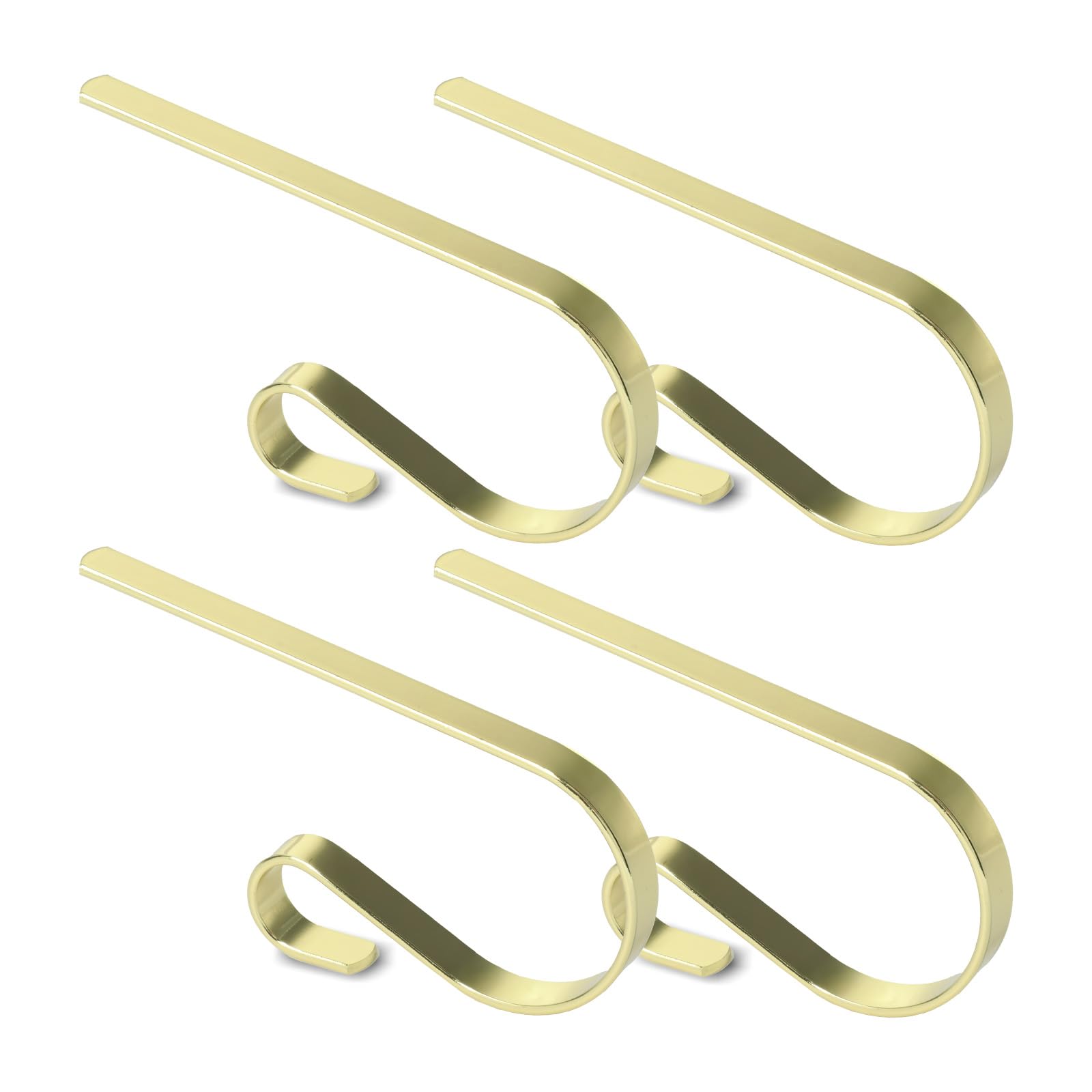 Homo TrendsChristmas Stocking Holder Stocking Hangers for Fireplace 4 Pcs Christmas Metal Hooks Decorations for Mantle Hanging Christmas Stockings (Gold)