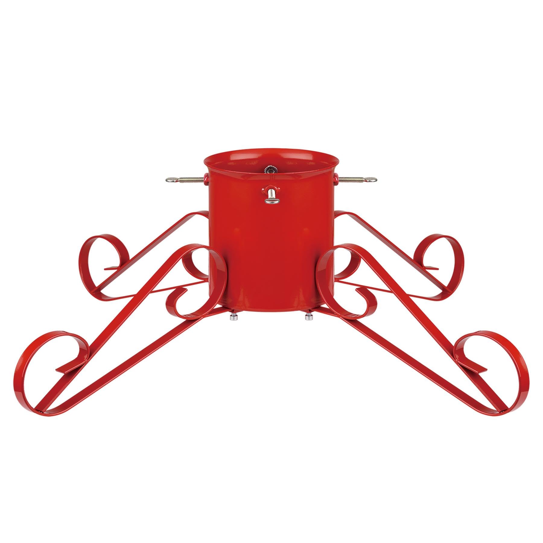 Holly International Red Traditional Christmas Tree Stand With Metal Scroll Legs Up To Trees 3M
