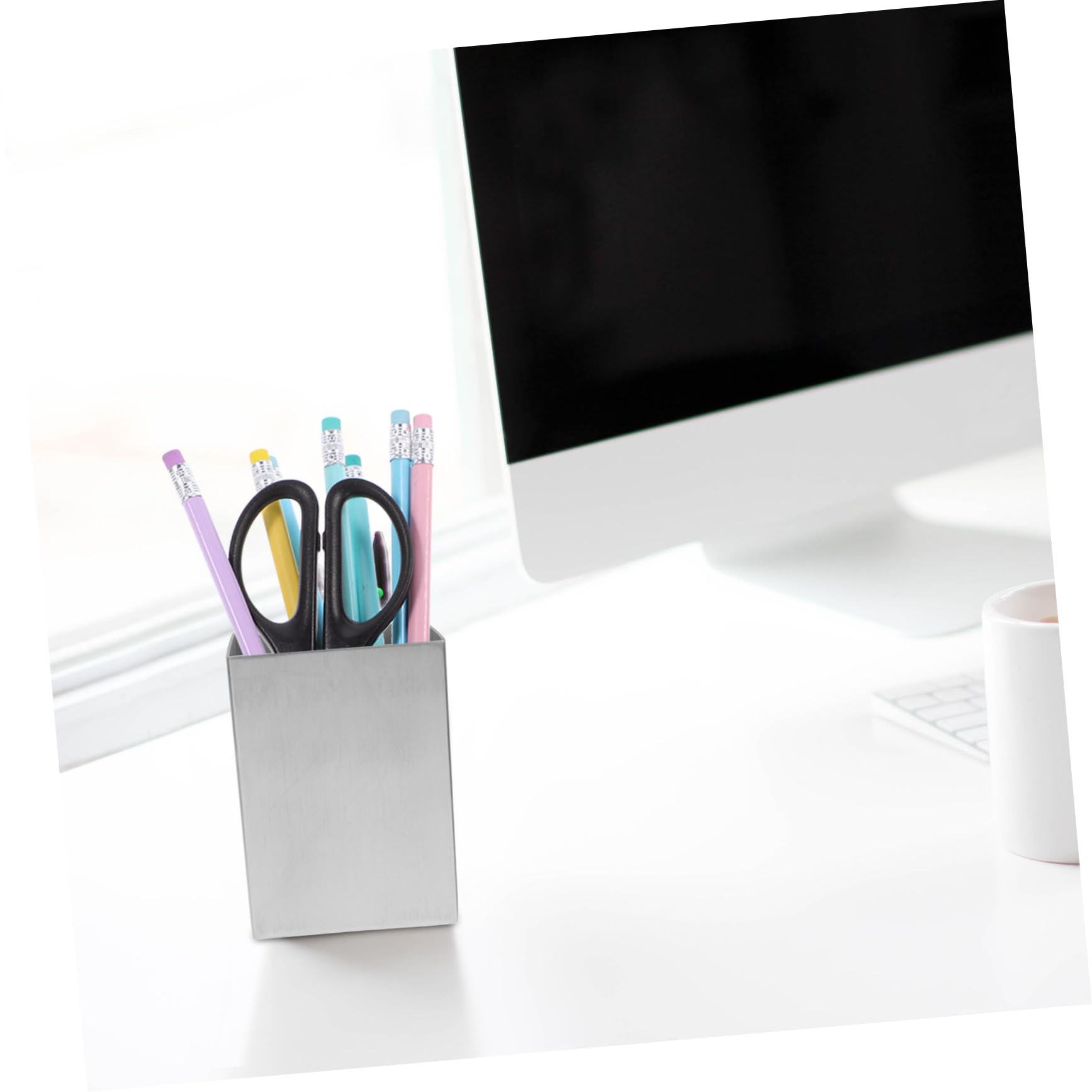 DOITOOL Portapenne Organizer da Scrivania Portatile in Acciaio Inossidabile Argento Resistente Design Compatto e Funzionale per Casa Ufficio