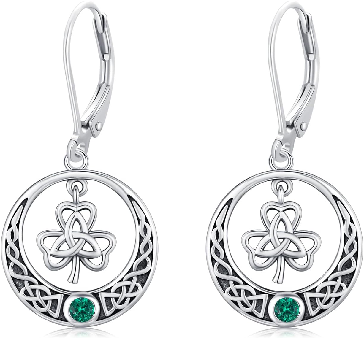 JUSTKIDSTOY St Patricks Day Earrings Gifts 925 Sterling Silver Four Leaf Clover Shamrock Earrings Irish Jewelry for Women Girls