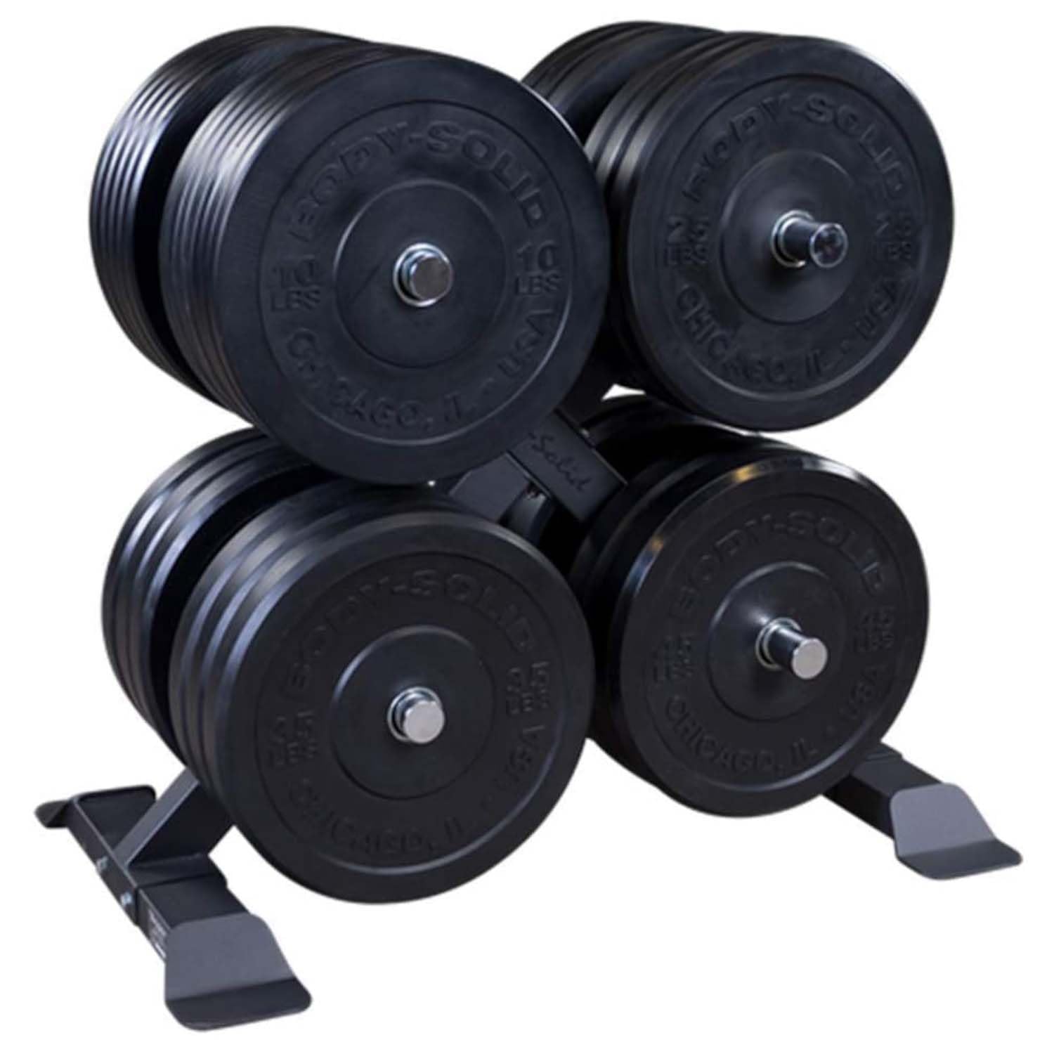 Body-Solid (GWT66) X-Factor Plate Tree - Heavy-Duty Steel Olympic & Bumper Plate Rack with 1200lb Capacity, 8 Chrome Posts, Home & Commercial Gym Storage Stand