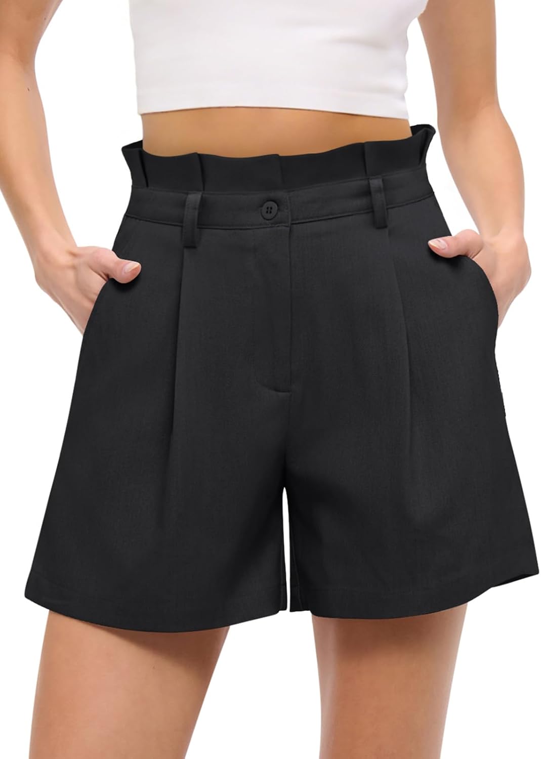 NIMIN Dressy Shorts for Women High Waisted Work Shorts 2026 Summer Wide Leg Business Casual Pleated Shorts with Pockets - Image 2