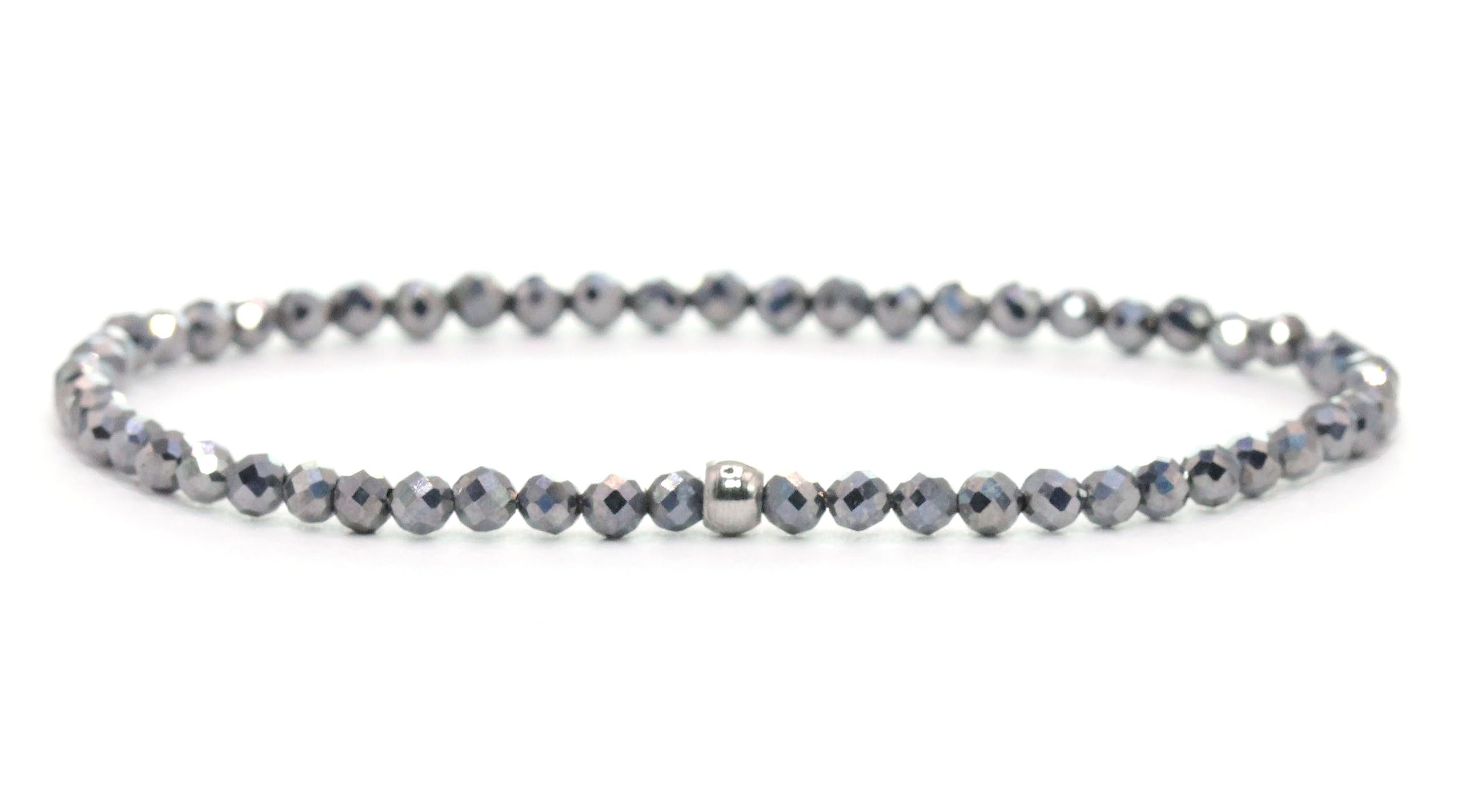 Terahertz Armband mit facettierten 3mm Perlen - verschiedene Längen - Heilstein Schutzstein Edelsteinarmband Glücksbringer Talisman Geschenk (Terahertz, 14CM)