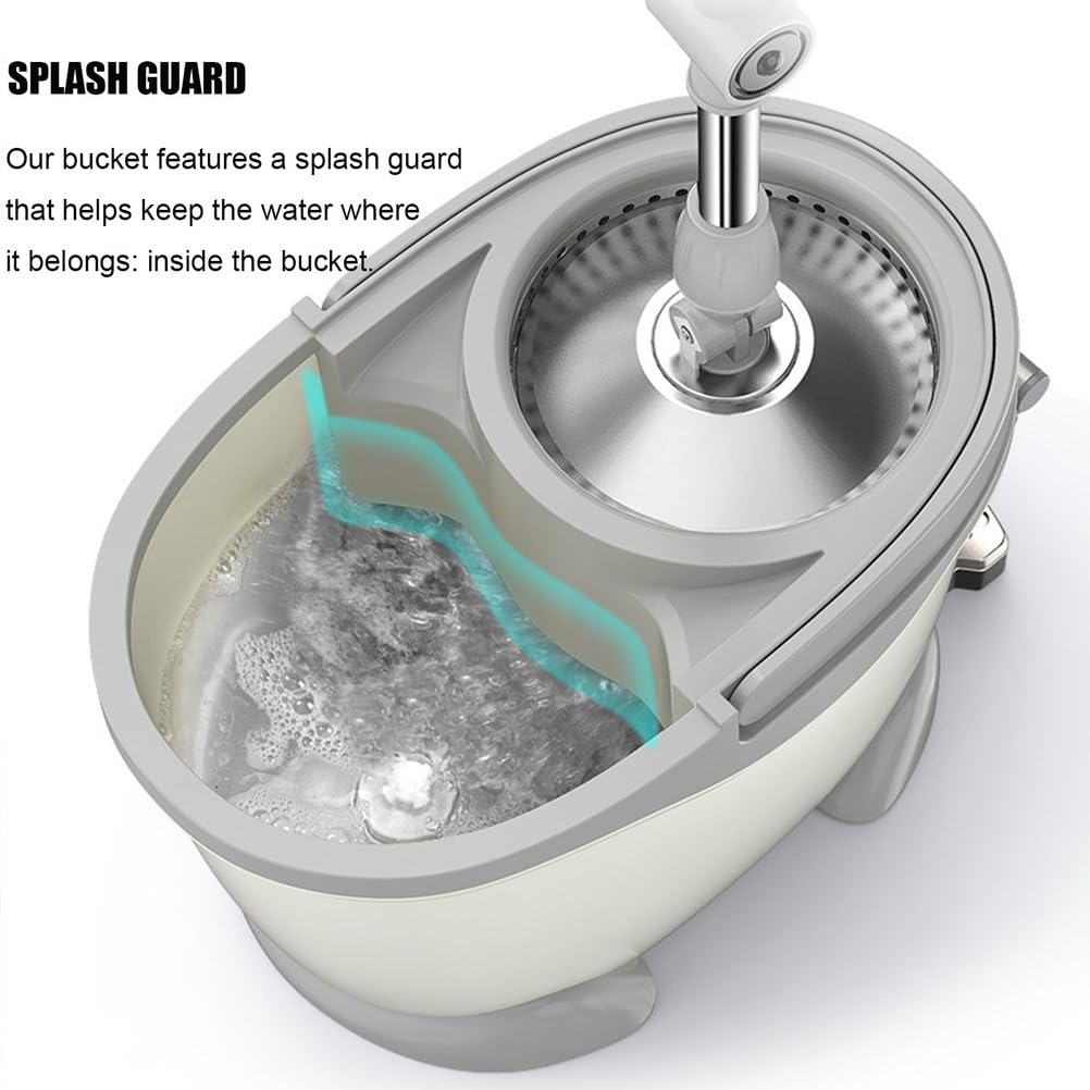 Set mocio rotante e secchio con strizzatore e cuscinetti in microfibra extra lavabili, sistema di pulizia per pavimenti in legno duro, legno, laminato e piastrelle