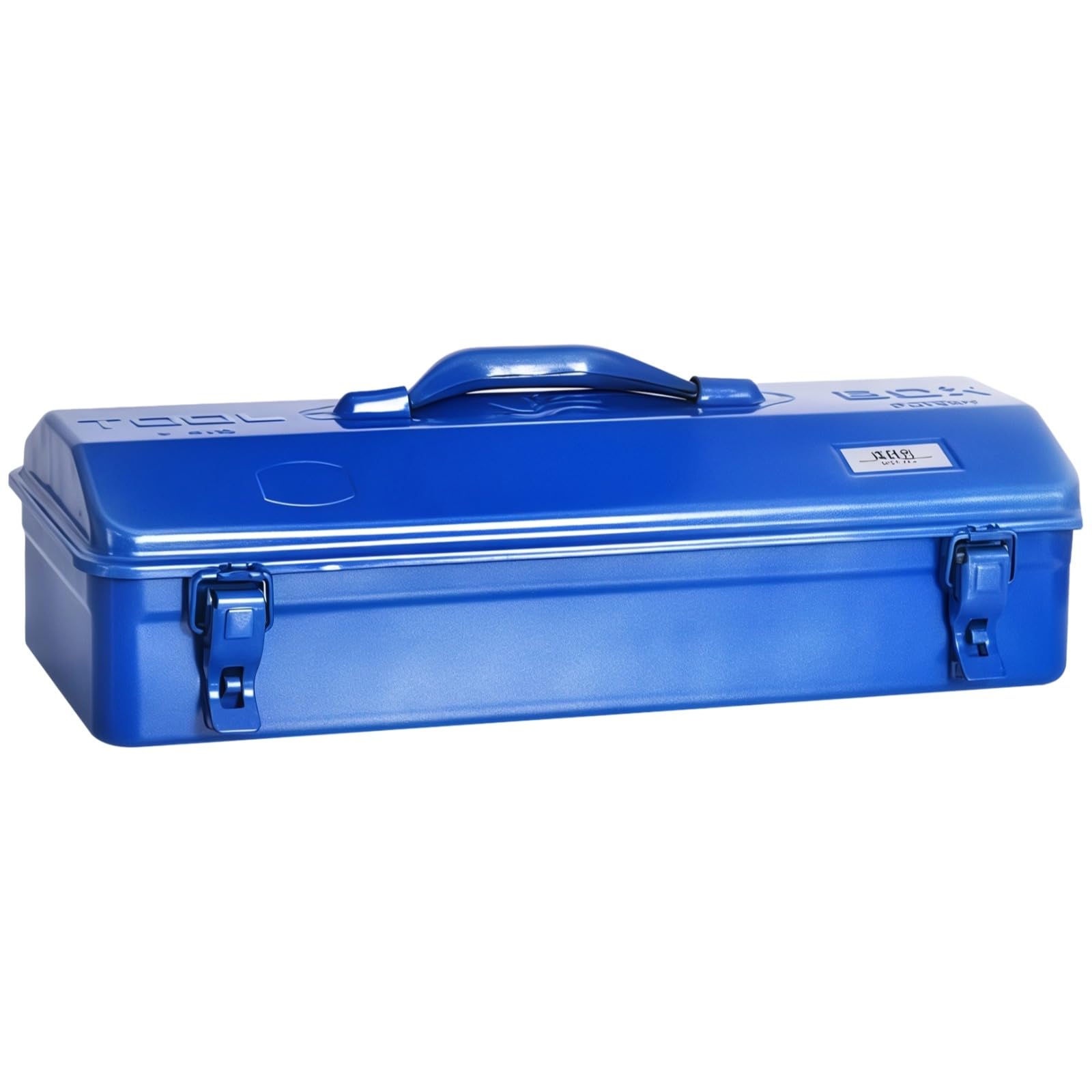 Packool Blue Painted Iron Tool Organizer with Double Latch Closure & Handle, Storage Toolbox Chest for Garage, Workshop, Warehouse, Household Tools and Screwdrivers, Portable Metal Tool Box