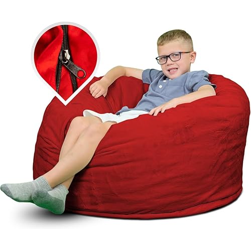 ULTIMATE SACK 3000 (3 ft.) Bean Bag Chair Cover in Multiple Colors: Cover ONLY. (3000, Red Suede)