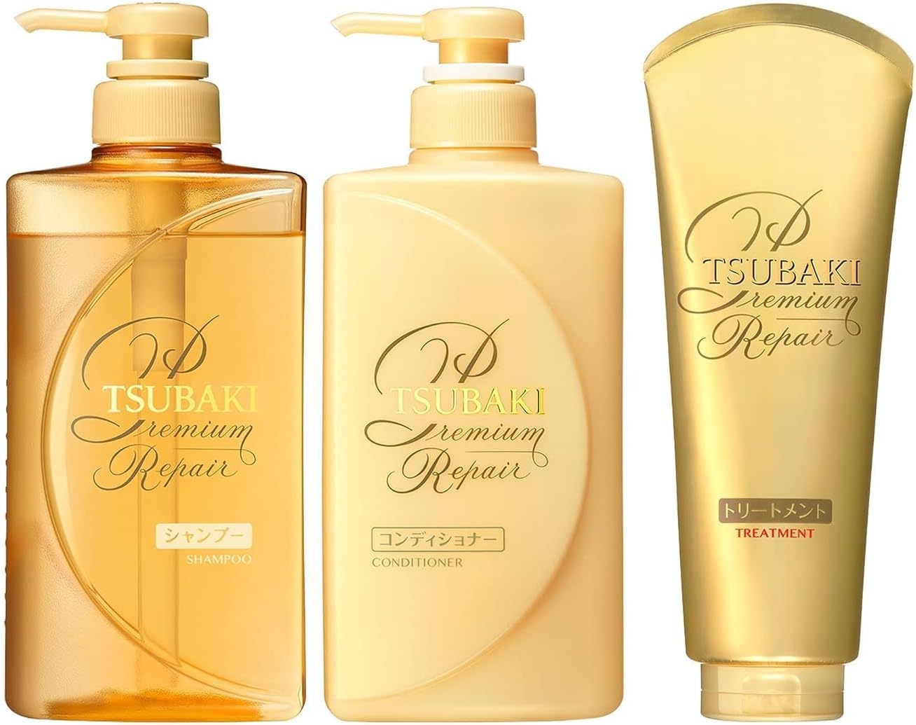 Premium Moisturizing Glossy Hair Repair Set (Shampoo 490 ml, Conditioner 490 mL, Treatment, 6.3 oz (180 g)