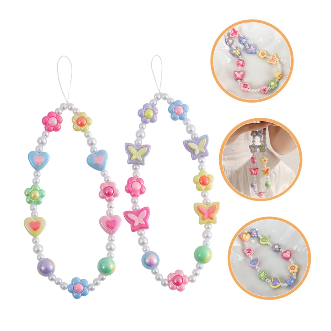 Gadpiparty Accesorios De Teléfono Cordón De Teléfono Con Cuentas Colgante Para Móvil Con Forma De Flor Cadena De Teléfono De Flor De Corazón El Plastico