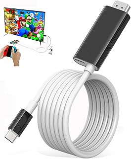 Switch 底座 「2023年新款」Switch交换线 Type C HDMI 带线 4K&1080P分辨率 TV模式 开关 支架&替换电缆 多功能 PD充电 无延迟 Switch OLED/笔记本电脑/平板电脑/智能手机等对应 旅行 聚会 出差 携带方便(黑色&白色)