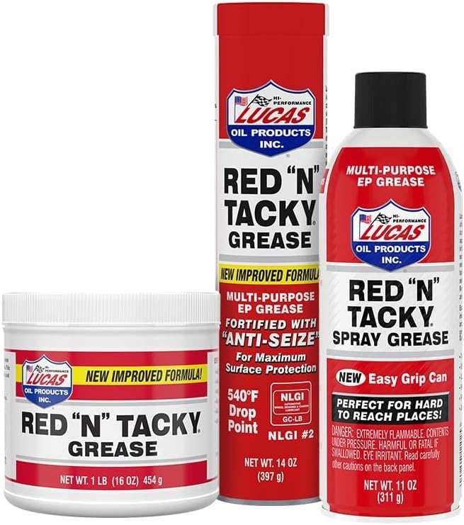 Heavy Duty Multi-Purpose Red Lithium Grease Bundle – 14oz Cartridge + 11oz Spray + 1lb Tub – Extreme Pressure Waterproof Tacky Grease for Bearings, Joints, Hinges, Gears, Chassis