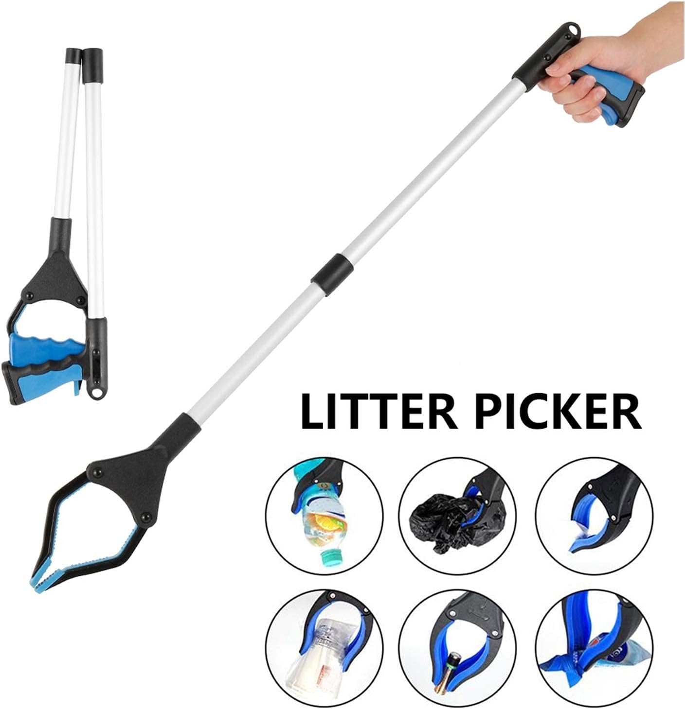 Foldable Trash Picker Extra Long Grabber Reacher Reaching Assist Tool Collapsible Trash Handy Mobility Daily Living Aids Litter Pick Up Garden Picker 21319