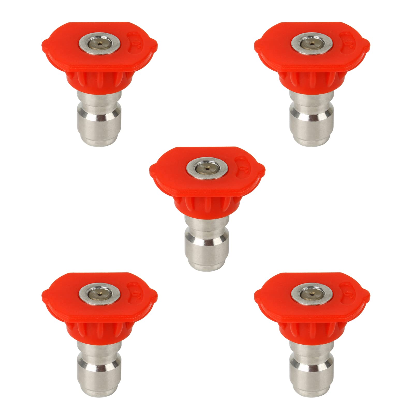 LarcelePressure Washer Spray Nozzle Tip Set, Replacement Sprayer Nozzle Tips for Pressure Washers Accessories ,1/4 Quick Connect, 4,500 PSI, 5 Pack ( Red, 0 Degree) QXJPZ-01