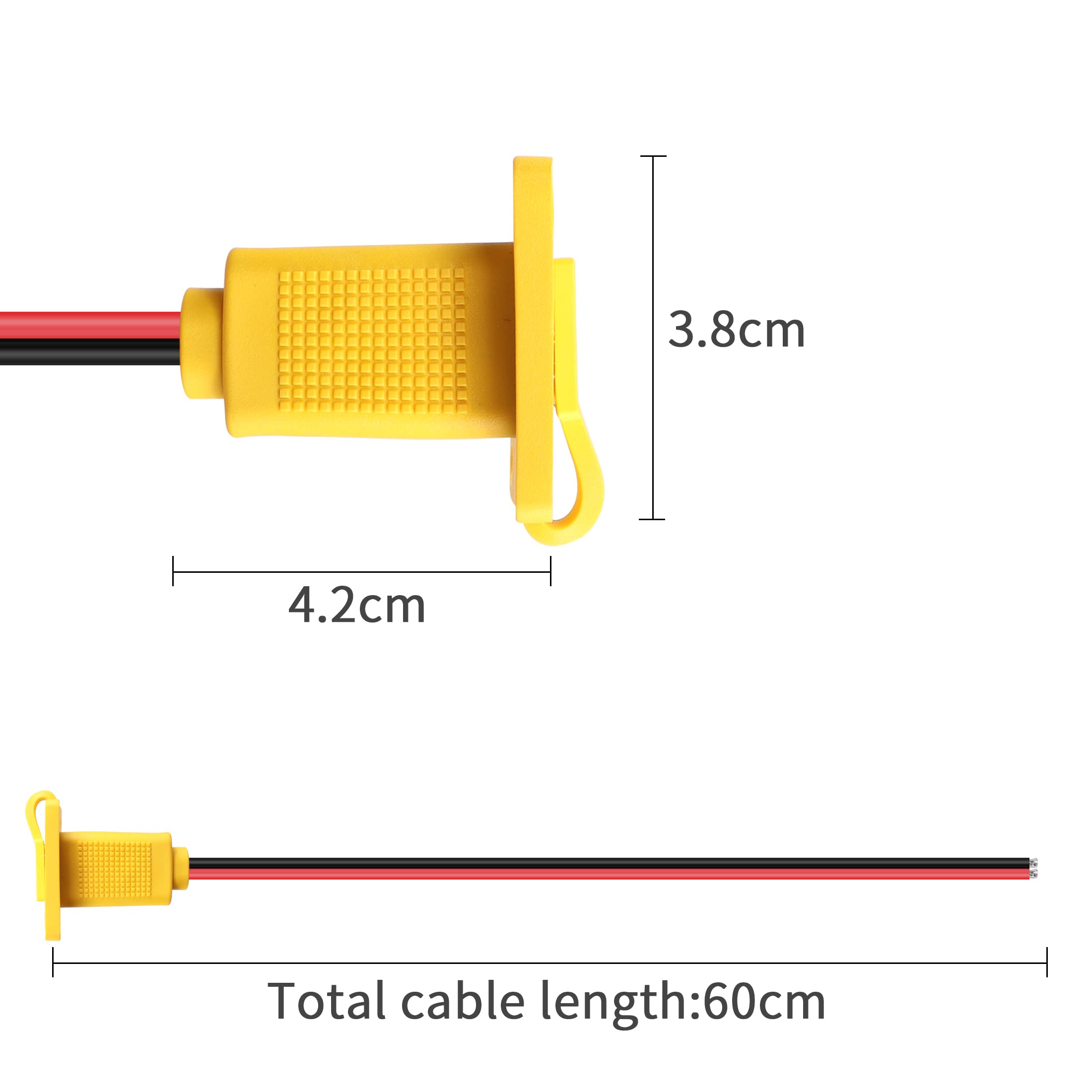 XT60 Adapter z panelem, kabel XT60, kabel ładujący XT60, złącze XT60 na kabel odkryty, kabel zasilający do paneli słonecznych, e-bike, Fatshark Skyzone FPV Monitor, zasilanie (60CM)