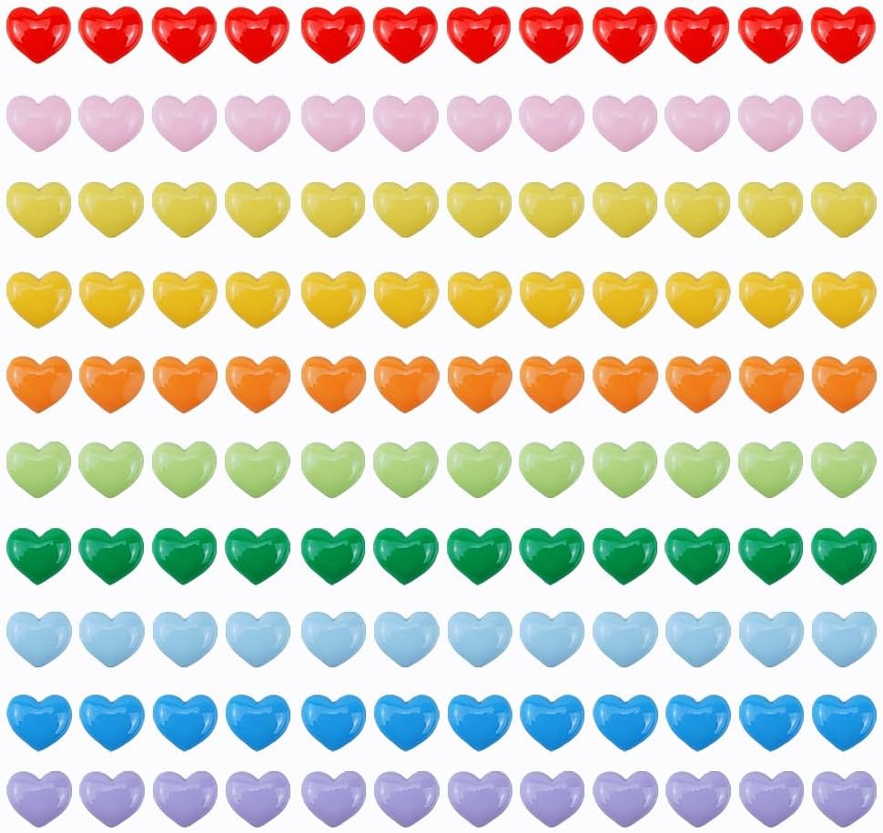 120 PCS Colorful Heart Resin Flatback Plastic Mini Heart Shape Charms Bulk Resin Embellishments for Crafts Accessories - Image 4