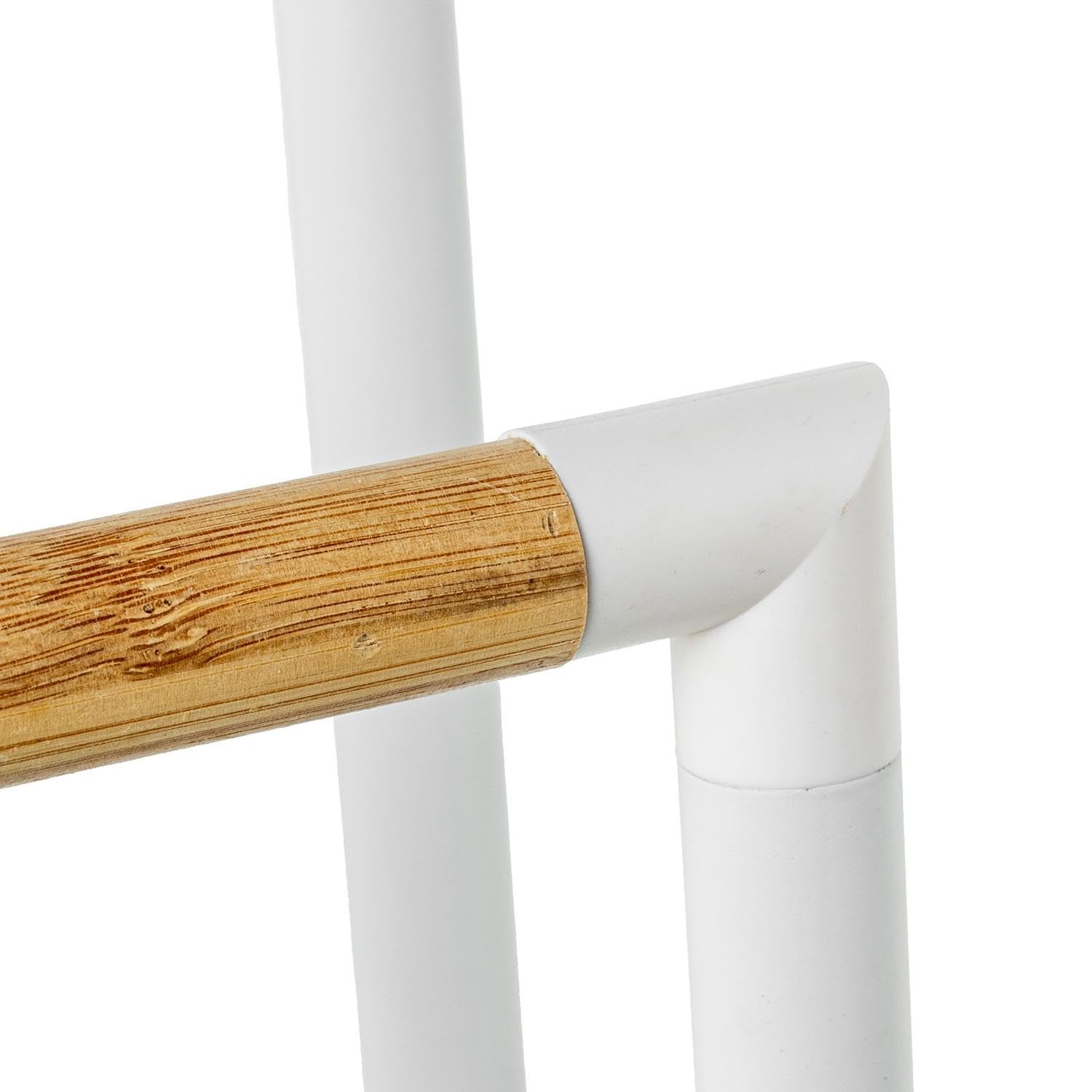DRW Portasciugamani da Terra in Metallo e Legno Bianco e Naturale, Multicolore, Medidas: 37x20x79cm