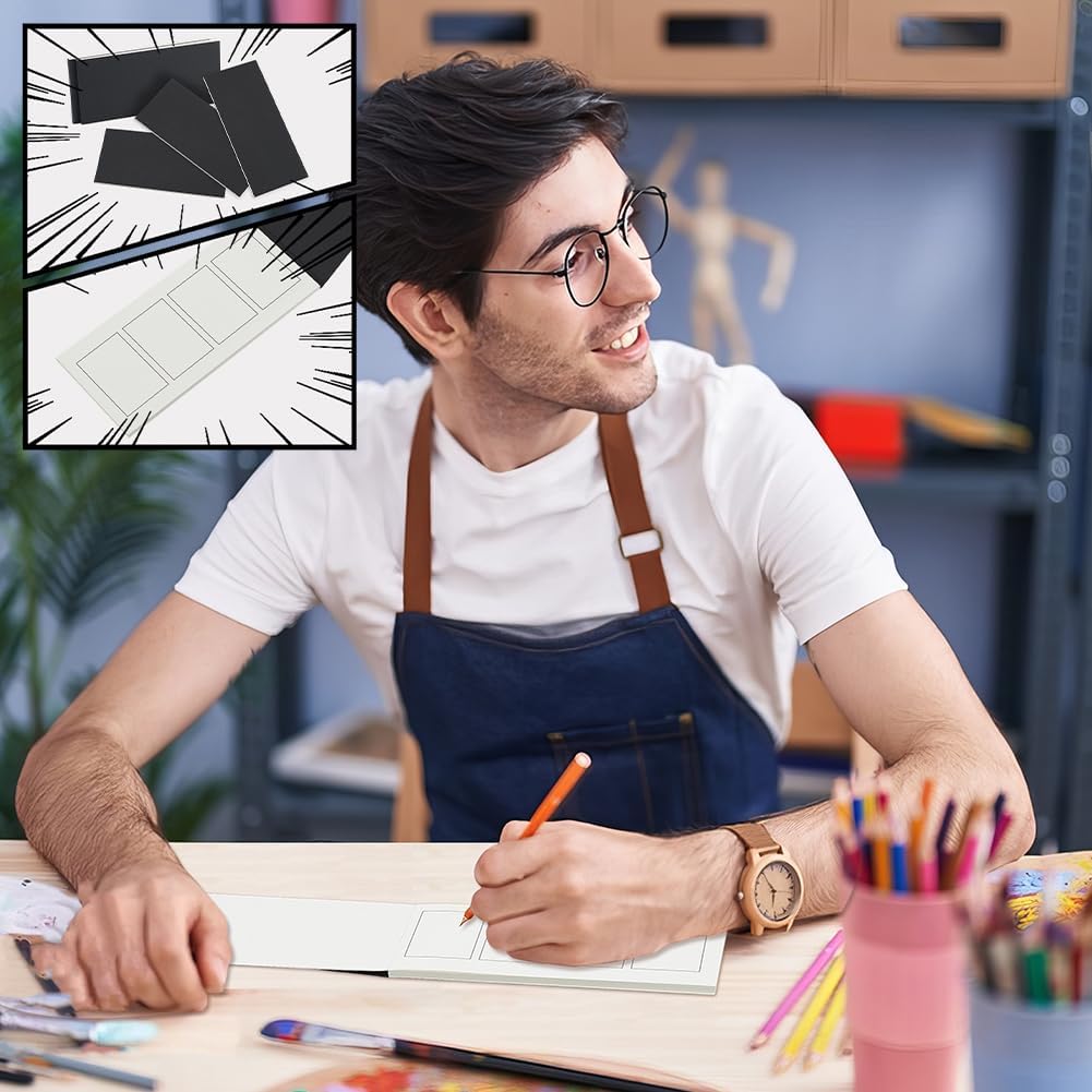 OLYCRAFT 6Pcs Mini Blank Comic Book 7.3x3.2 Inch Kraft Sketch Comic Book Small Storyboard Sketchbook Black Pocket Sketchbooks with 40 Pages for Creative Drawing Story Artists and Travelers