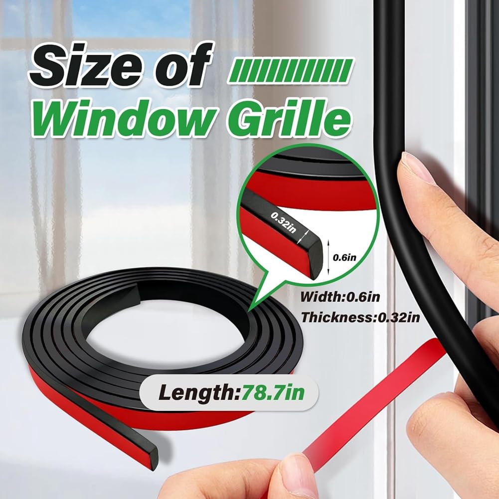 Juego de 5 rollos de rejilla para ventana, autoadhesivas, para despegar y pegar, simulado para decoración de ventanas, color negro