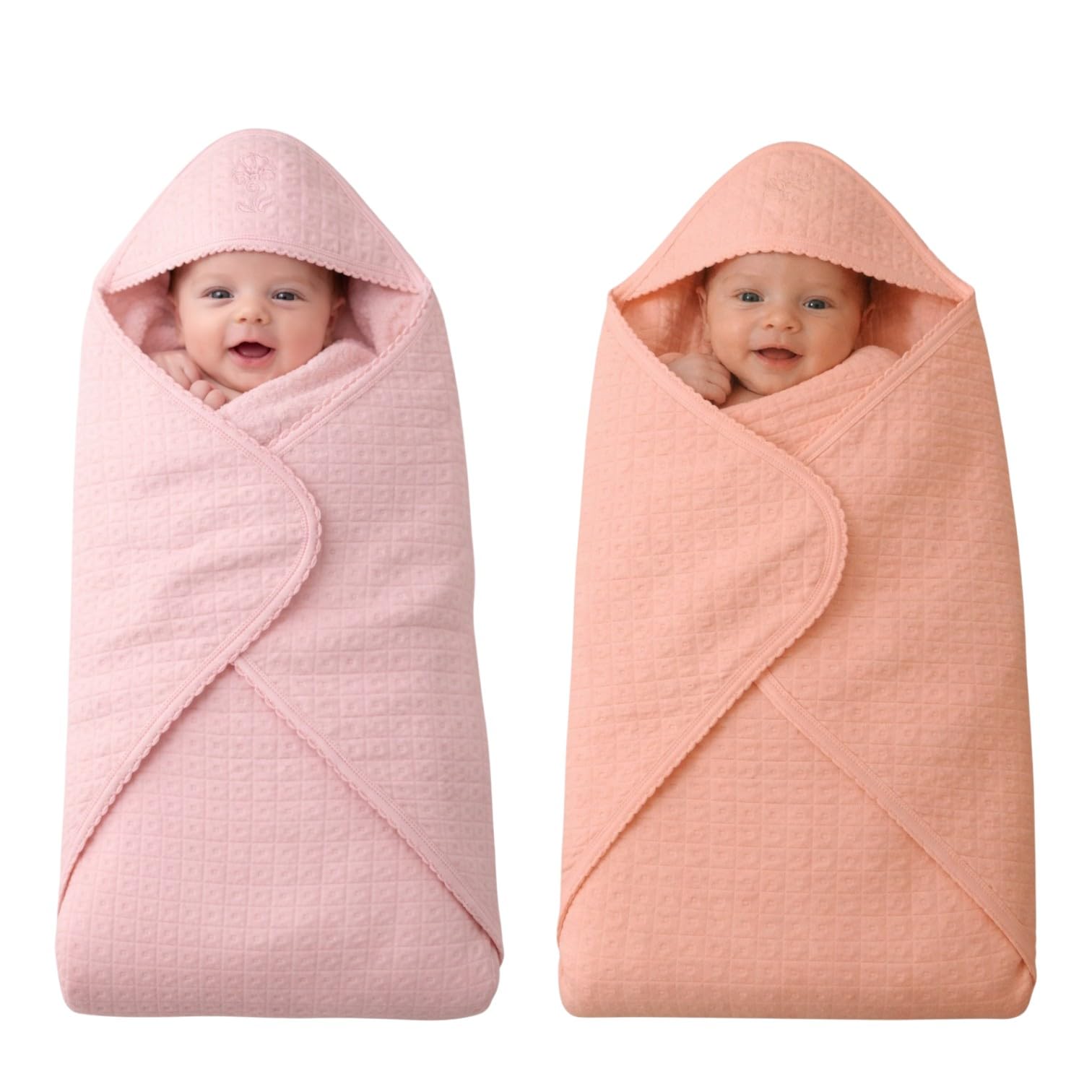 Premium Cotton Hooded Baby Wrapper Towel | Privacy Cover, Burp Cloth & Sun Shield | Big Size 75 x 75 cm | Soft & Skin-Friendly | Baby Hospital & Travel Towel | Pack 2-picture-14