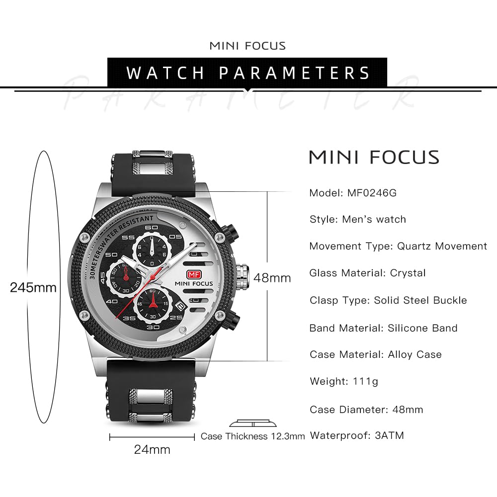 MASTOP Orologio da polso da uomo, sportivo, militare, analogico, al quarzo, cronografo, casual, di lusso, classico, impermeabile, multifunzione, con cinturino in pelle