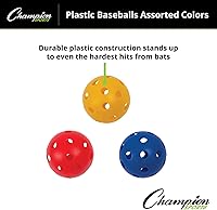 Vista 7 de Champion Sports 9" Hollow Plastic Baseballs – Lightweight, Durable Practice Balls for All Ages