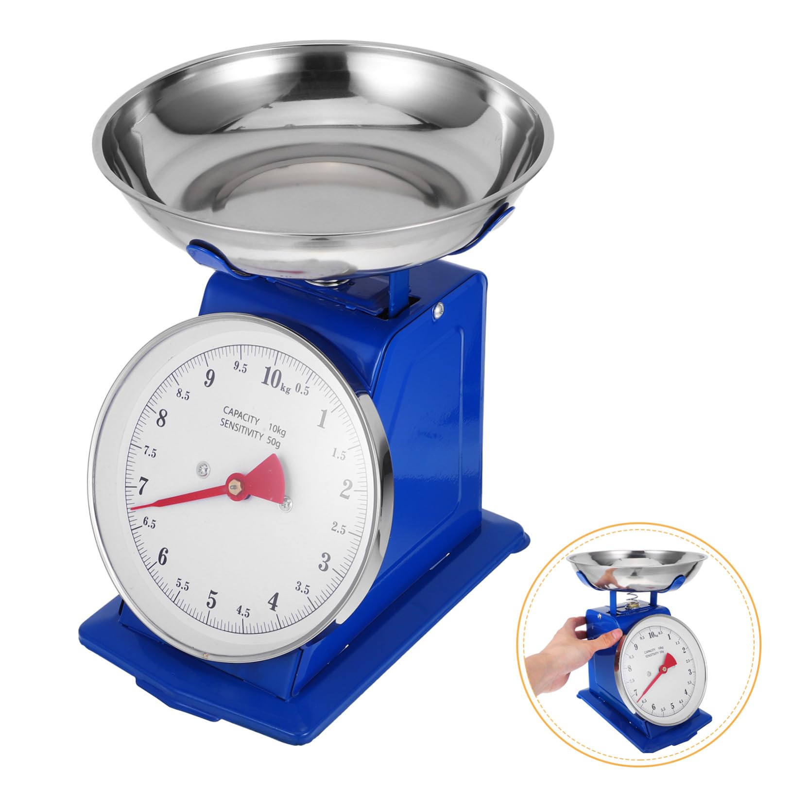 Báscula Mecánica de Cocina de Hierro y Acero Inoxidable Vintage de 10kg con Bandeja Desmontable para Pesar Alimentos y Preparación de Comidas