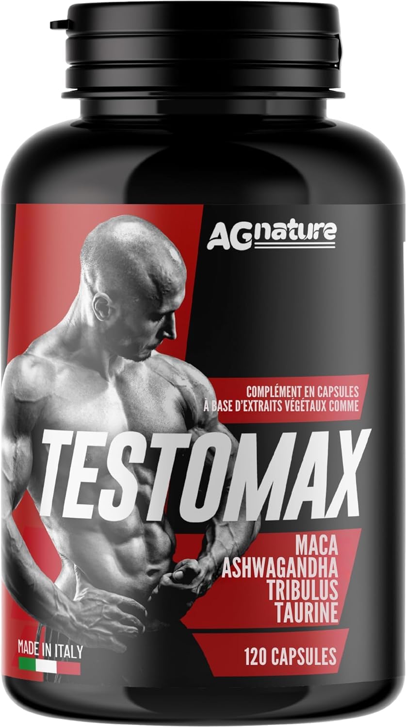 AG nature Testosterone Homme Fort pour Musculation 120 Pilule | Complément Alimentaire Puissant avec Tribulus Terrestris Maca Ginseng Gingembre Zinc